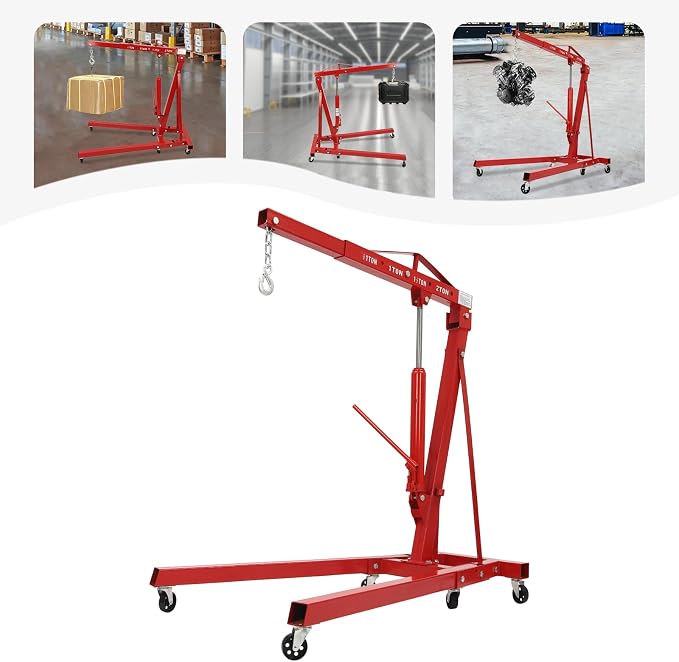 2 Ton Folding Engine Hoist Heavy Duty Carbon Steel Hydraulic Shop Engine Crane - Image 3