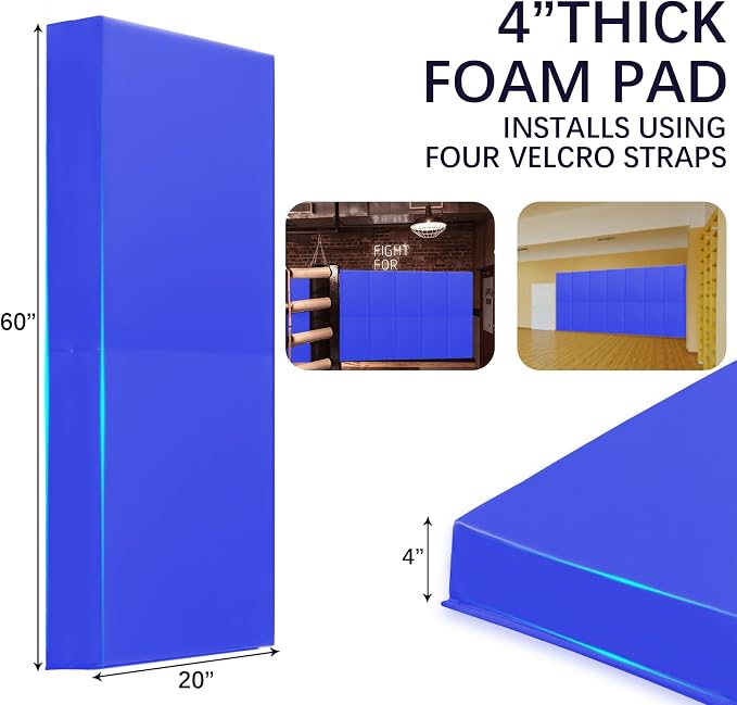 PROGOAL 60"/72" High Gym Wall Padding 2"/4" Thick Foam Basketball Court Wall - Image 5