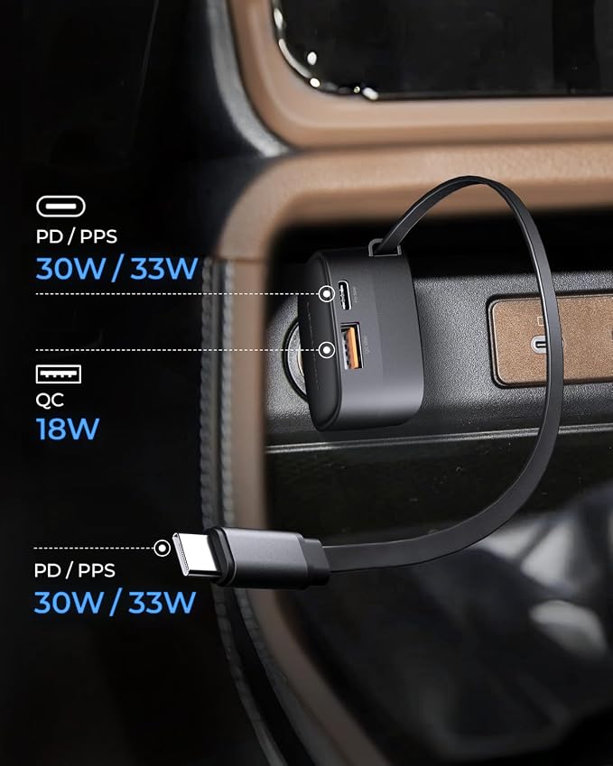 84W Max Retractable Fast Car Charger - Image 4