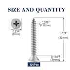 #10 x 1-1/4" Wood Screw 100Pcs 18-8 Stainless Steel Screws Flat Head Phillips - Image 2