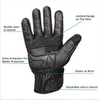 Leather Motorcycle Gloves for Men and Women | Touchscreen | Full Finger | - Image 4