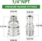 TAISHER 4PCS 304 Stainless Steel Pressure Washer Adapter Kit, Quick Connect - Image 2