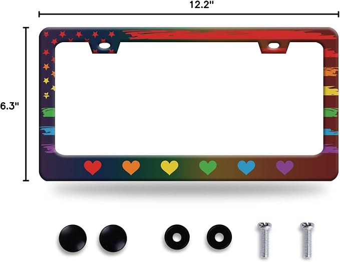 Rainbow Heart License Plate Frame Gay Pride LGBT License Plate Frames Stainless - Image 8