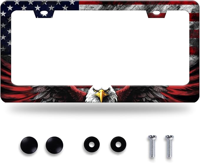 American Flag Eagle Patriotic License Plate Frame USA Flag License Plate by GORSNKYE