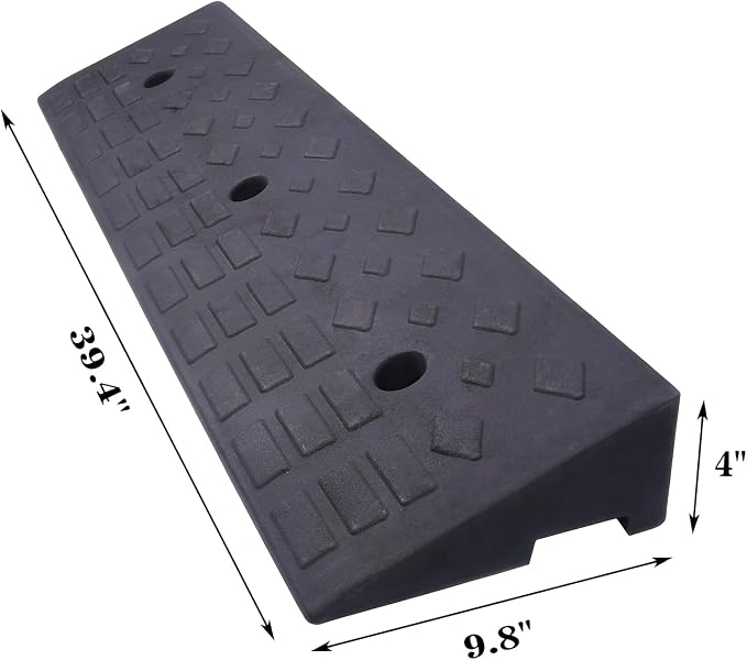 2 Pack 4'' Rise Rubber Curb Ramp Heavy Duty Loading Rubber Curb Ramps 22000lbs - Image 2