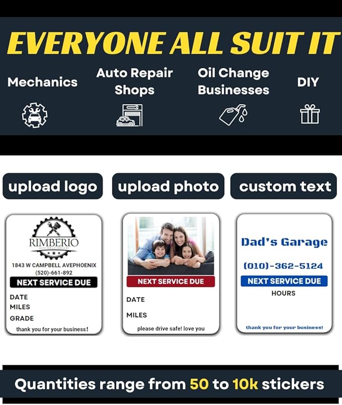Oil Change Stickers for Windshield Personalized - Image 2