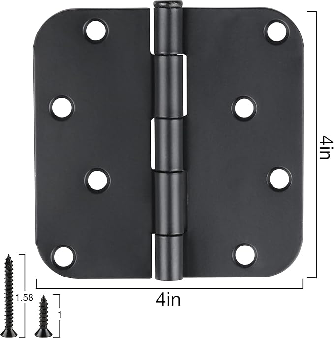18 Pack Black Door Hinges 4 Inch x4 Rounded Heavy Duty Exterior Door Hinges - Image 4