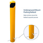 58" Pour in Place Steel Bollard Post, 5-1/2" OD Safety Bollard Yellow Powder - Image 4