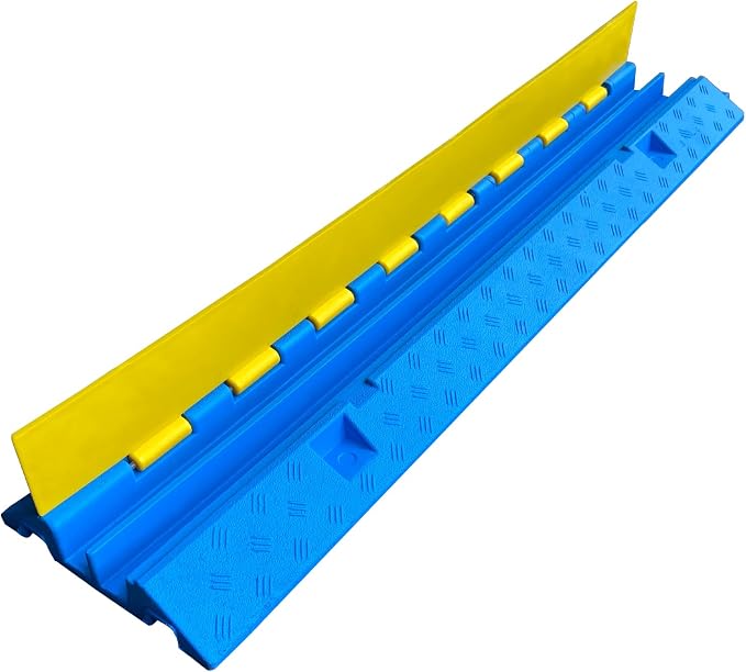 1 Pack Blue Rubber Cable Ramp Hose Cable Protector Ramp 2 Channel 22000Lbs Load - Image 3