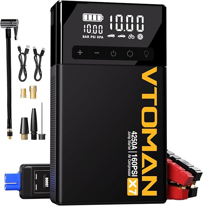VTOMAN X7 Jump Starter with Air Compressor, 4250A Portable Car Jumper with by VTOMAN