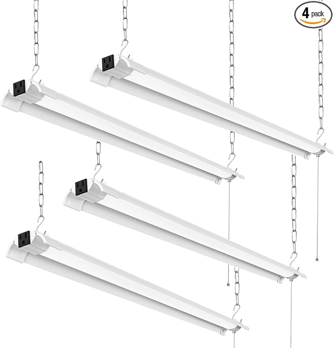 4-Pack 4ft Linkable Led Shop Light, Plug in Garage Lighting by ENATECLITE