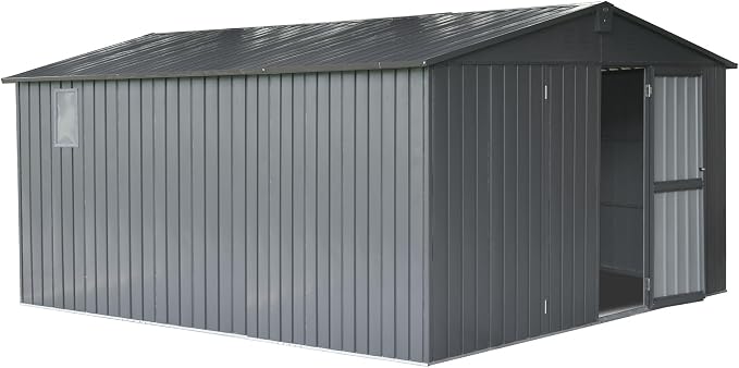 IKERY Extra - Large Galvanized Steel Storage Shed - 11' x 12.5' by IKERY