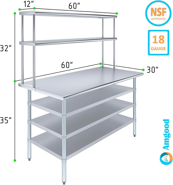 Amgood 30" x 60" Stainless Steel Work Table - Image 3