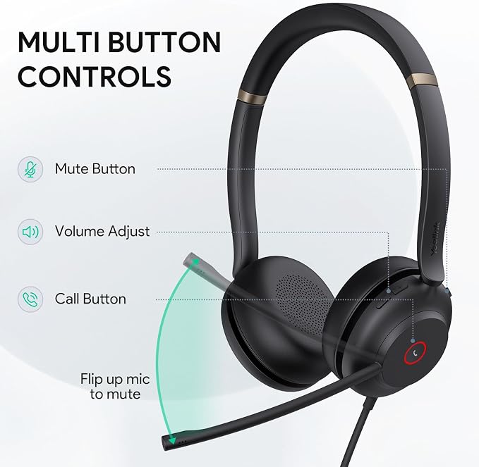 Yealink UH37 USB Headset with Mic, Wired Headset with Noise Cancelling - Image 4