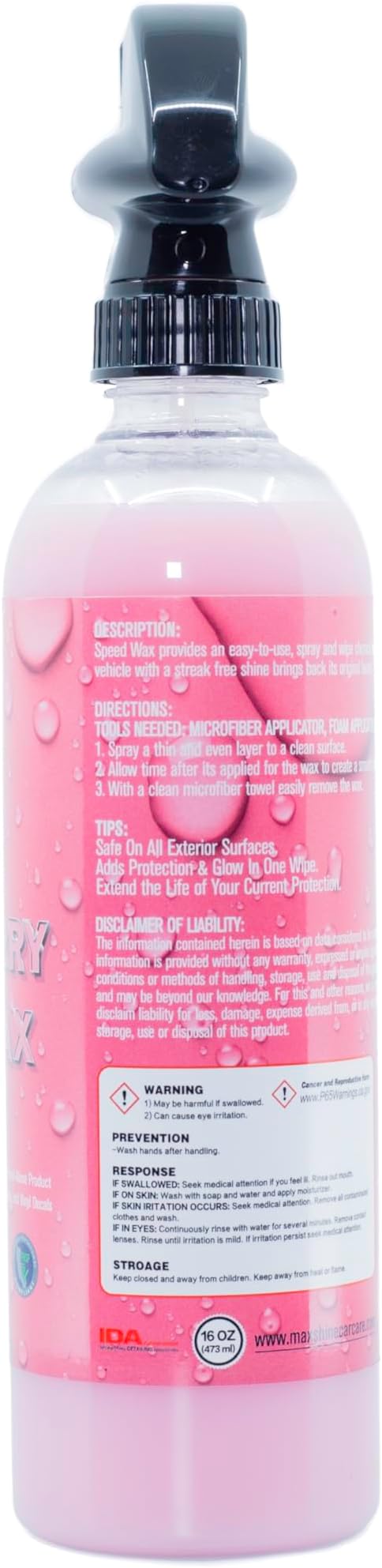 Maxshine Speed Wax, 16oz Spray, Wild Cherry, Carnauba Formula | Quick Polish - Image 3