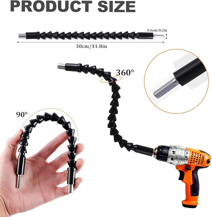 17pcs Flexible Drill Bit Extension, Include 3pcs Rotatable Socket Adapter 2pcs - Image 2