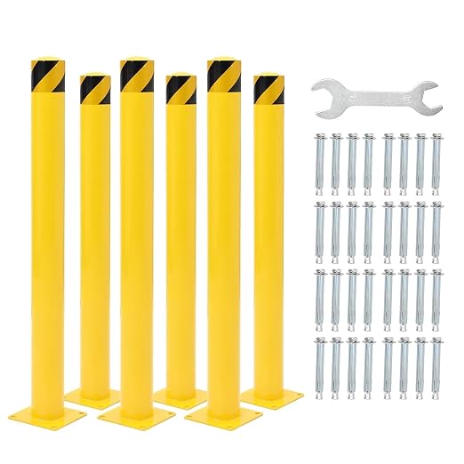 6Pcs Heavy Duty Safety Bollards, 4.5" Diameter Steel Pipe Bollard Post by Hipicute