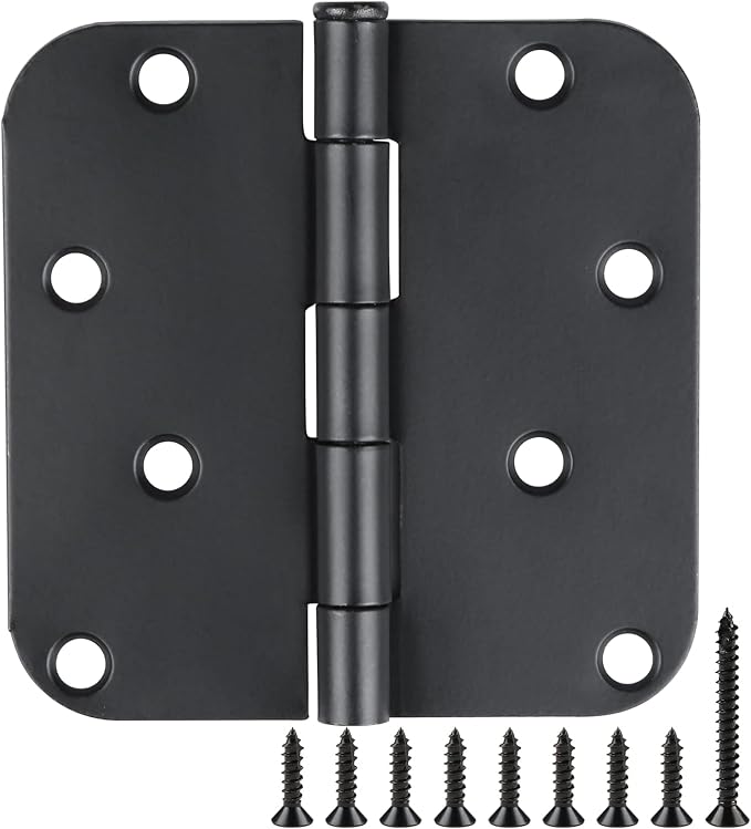 18 Pack Black Door Hinges 4 Inch x4 Rounded Heavy Duty Exterior Door Hinges by TDCHINGES