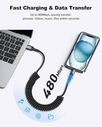 USB A to USB C Cable 3FT/6FT, Coiled USB C Cable - Image 6