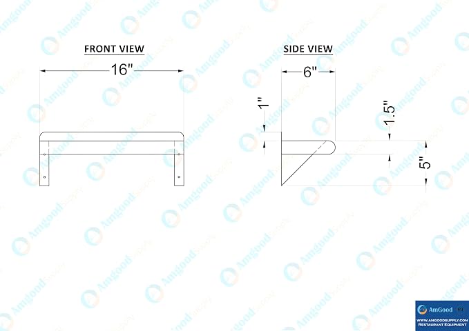 AmGood 6" X 16" Stainless Steel Wall Shelf | Metal Shelving | Garage, Utility - Image 5