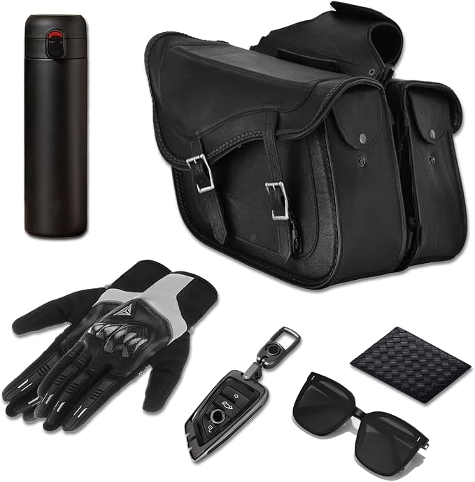GARGOYLE BELLS Motorcycle Saddle Bags Leather Motorcycle Luggage Bag - Image 7
