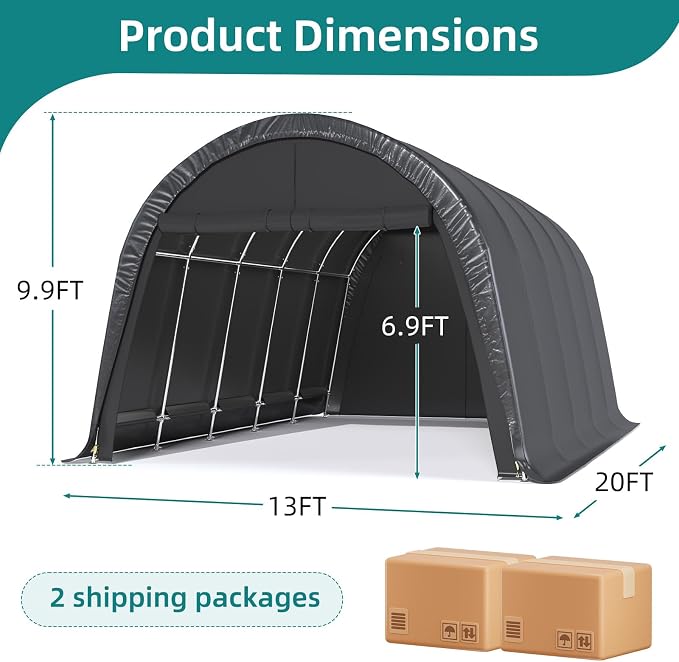 EROMMY Carport 13 x 20 FT Heavy Duty, Portable Garage - Image 3