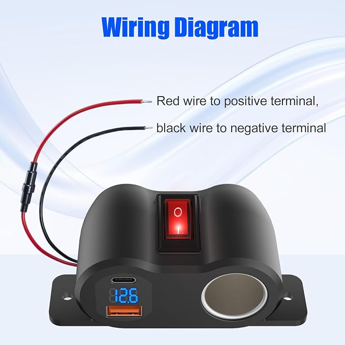 2-in-1 Surface Mount 12V USB Outlet Cigarette Lighter Socket, PD 30W and QC18W - Image 5