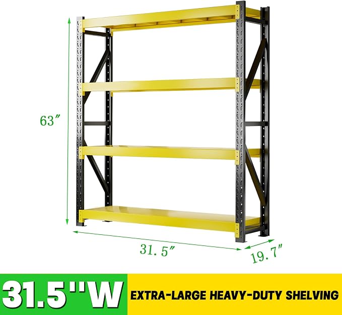 3000LBS Heavy Duty Storage Shelves, 4-Tier Adjustable Garage Organization - Image 2