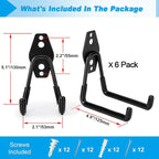 6 Pack Garage Hooks Heavy Duty, 4.9 inch Utility Steel Garage Hanger & Organizer - Image 2