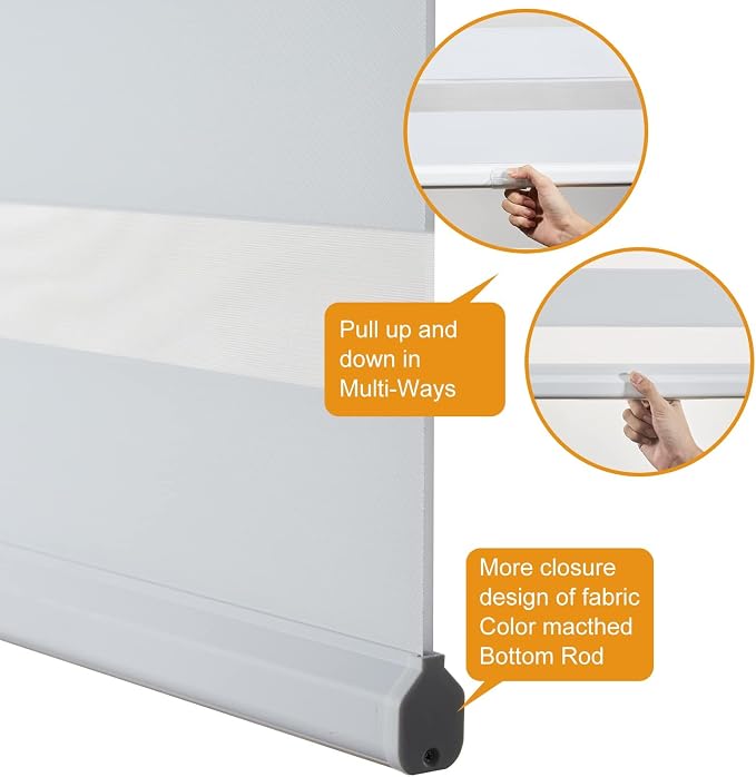 Persilux Cordless Zebra Blinds for Windows, Roller Shades for Windows Dual - Image 3