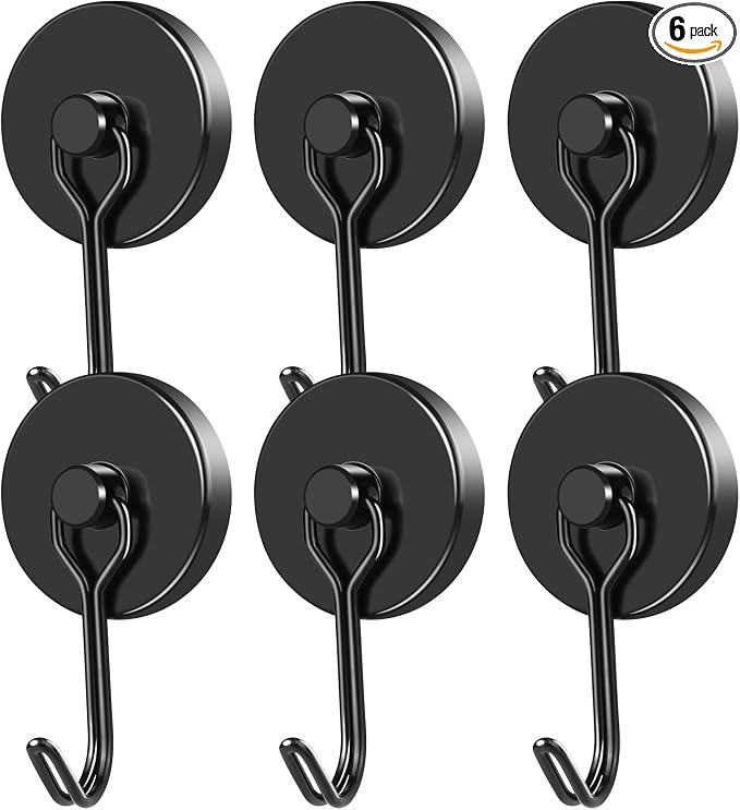 MIKEDE Magnetic Hooks, 110LB Heavy Duty Neodymium Black Magnet Hooks, Strong by MIKEDE