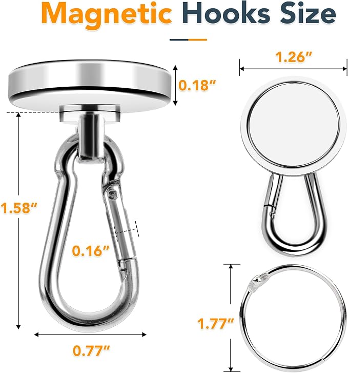 MIKEDE Strong Magnetic Hooks, Heavy Duty 110LBS+ Swivel Neodymium Magnets - Image 5