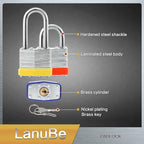 Lanube Lock 12-Pack Laminated Keyed Padlock Set 3 Colors, 2 Short 2 Long - Image 5