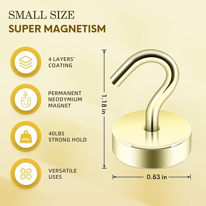 Neosmuk Magnetic Hooks, Cruise Ship Essentials, 40lb+ Heavy Duty Magnetic Hooks - Image 5