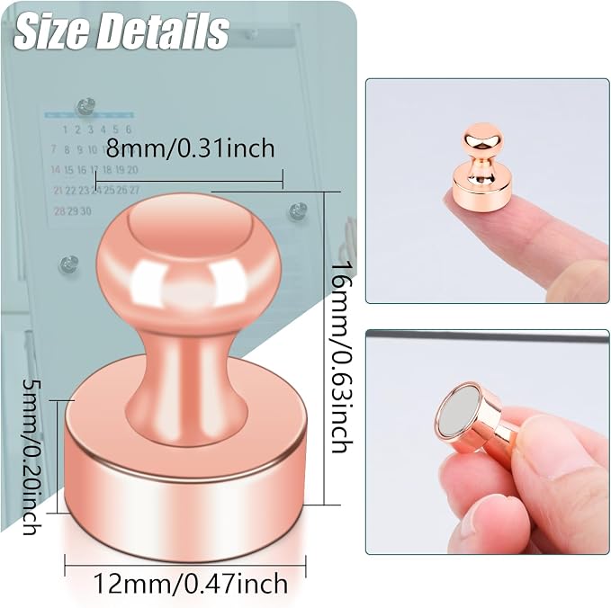 22 Pack Fridge Magnets, Rose Gold Strong Magnets - Image 3
