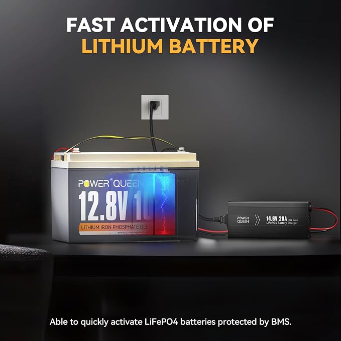 Power Queen 14.6V 20A LiFePO4 Battery Charger, 2-Stage Automatic Smart Battery - Image 4