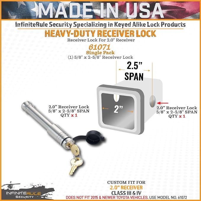 61071 | Receiver Lock for 2" Receiver - Image 2
