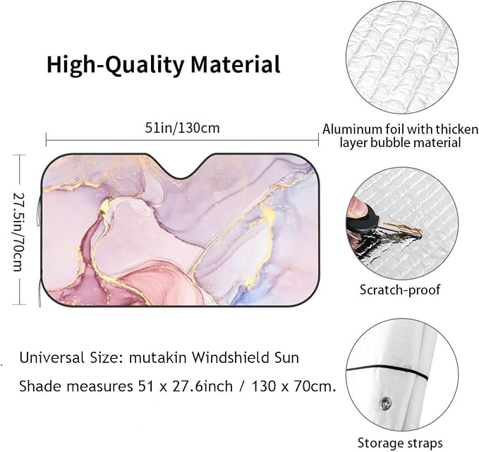 Marble Car Windshield Sunshade Front Window Sun Visor Protector Foldable Shield - Image 6