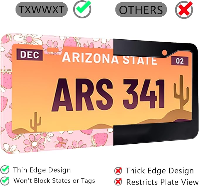Flowers License Plate Frame Car Universal Stainless Steel Accessories - Image 5