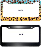 Blue Yellow Leopard License Plate Frame, Cheetah Leopar Print Car Accessories - Image 9