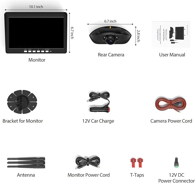 10.1" RV Backup Camera Wireless System Plug and Play, Pre-Wired - Image 8