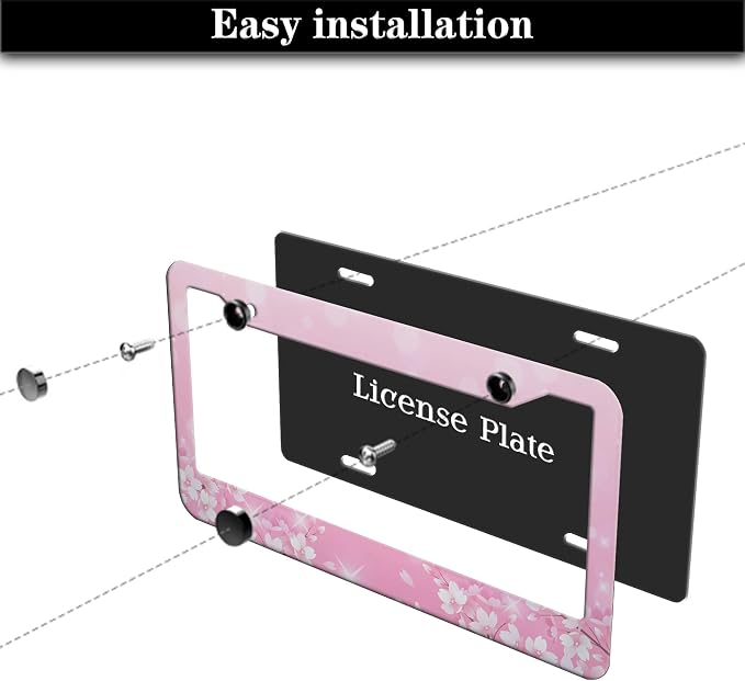License Plate Frames for Girl Pink License Plate Cover for Women for Men Pink - Image 7