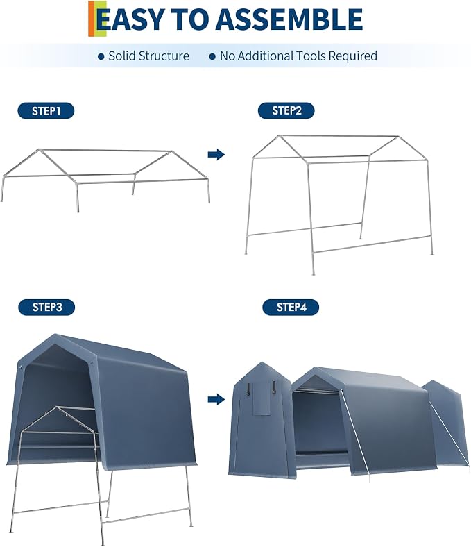 6x6 FT Outdoor Storage Shed, Portable Carport - Image 8