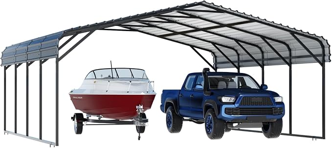 EBE 20' x 20' Outdoor Carport, Heavy Duty Metal Carports - Image 9