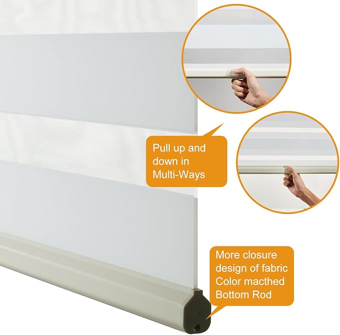 Persilux Cordless Zebra Blinds for Indoor Windows, Free-Stop Zebra Blinds - Image 5