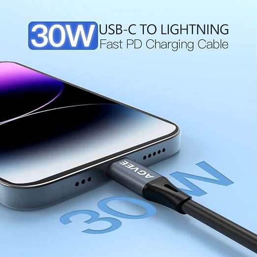 AGVEE 3ft Coiled Short USB to Lightning Charging Cable 3A Fast Charger Cord in - Image 2