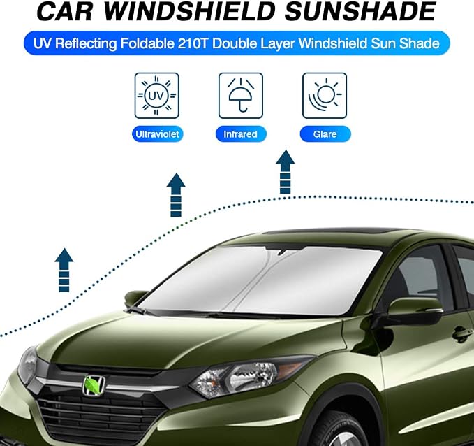 KUST Windshield Sun Shade for Honda HR-V 2016 2017 2018 2019 2020 2021 2022 HRV - Image 2