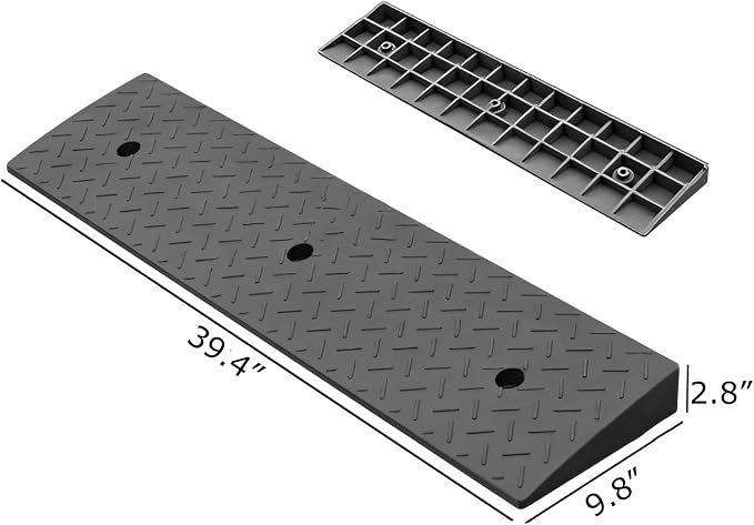 2 Pack 2.8'' Rise Rubber Curb Ramp Heavy Duty Loading Rubber Curb Ramps 3 Tons - Image 2