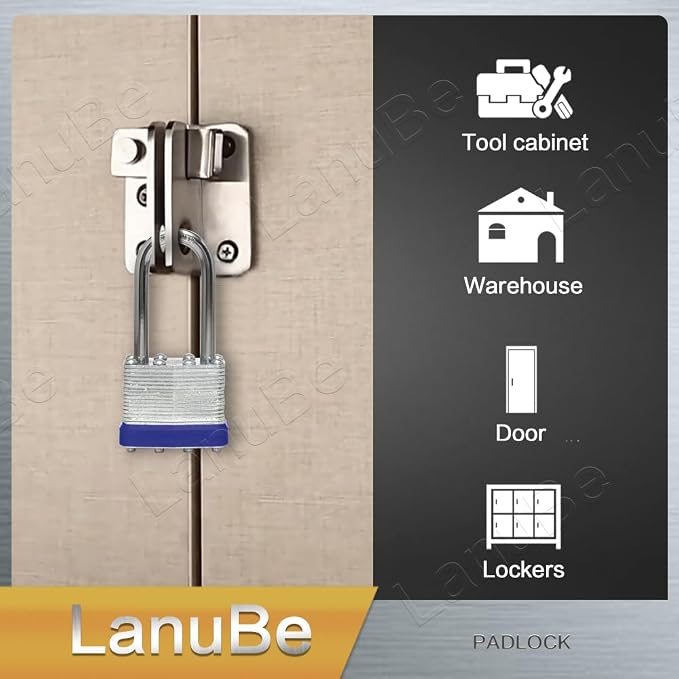 LanuBe Laminated Padlock 1-9/16inch Long Shackle 100 Pack Keyed Alike, Bulk - Image 9