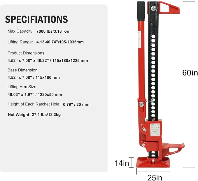 Multi-Functional Lift Jack, Farm Jack Heavy Duty Off Road, - Image 6